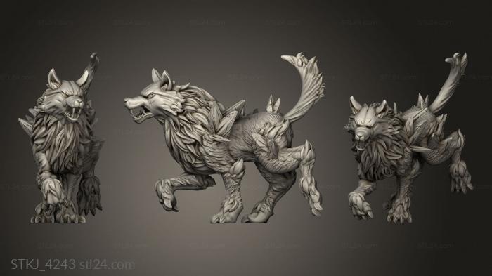 Animal figurines (Frost Lands Dire Wolves Wolf, STKJ_4243) 3D models for cnc