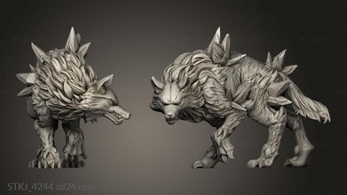 Animal figurines (Frost Lands Dire Wolves Wolf, STKJ_4244) 3D models for cnc