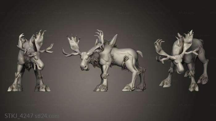 Animal figurines (Frost Lands White Moose, STKJ_4247) 3D models for cnc