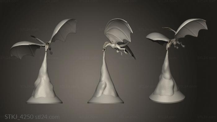 Animal figurines (Game Thrones GOT Dragon lamp, STKJ_4250) 3D models for cnc