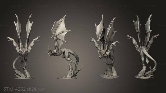 Animal figurines (Gargoyles Dragon, STKJ_4252) 3D models for cnc