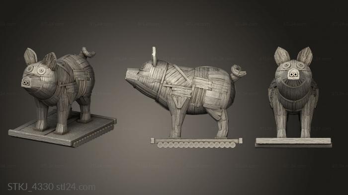Animal figurines (Green Siege Trojan Pig, STKJ_4330) 3D models for cnc