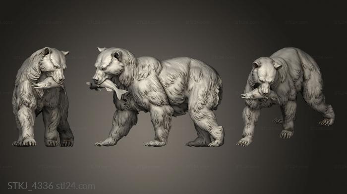 Animal figurines (Grizzly salmon, STKJ_4336) 3D models for cnc