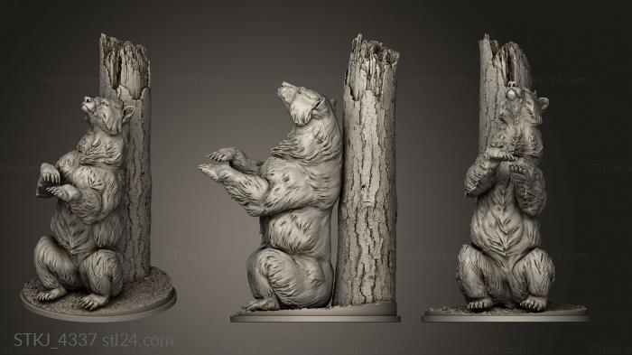 Animal figurines (grizzly scratching, STKJ_4337) 3D models for cnc