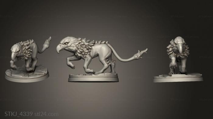 Animal figurines (Gryph hounds, STKJ_4339) 3D models for cnc
