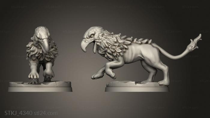 Animal figurines (Gryph hounds, STKJ_4340) 3D models for cnc