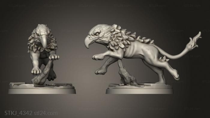 Animal figurines (Gryph hounds, STKJ_4342) 3D models for cnc