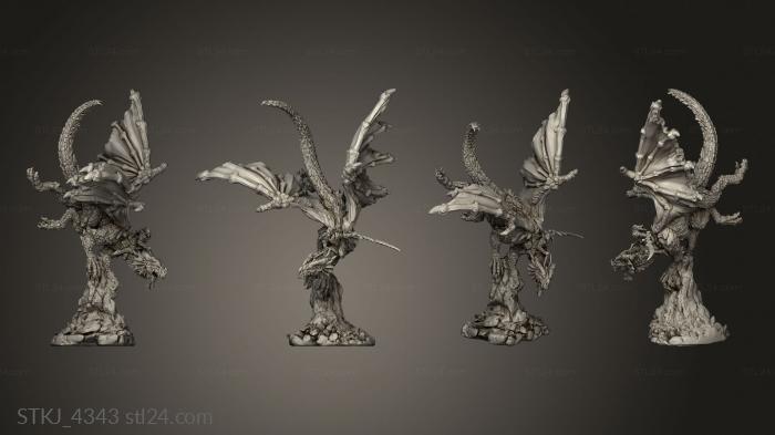 Animal figurines (Gyth Void Pirates Red Dragon Rider With Commander, STKJ_4343) 3D models for cnc