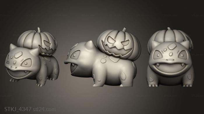 Animal figurines (Halloween Bulbasaur, STKJ_4347) 3D models for cnc