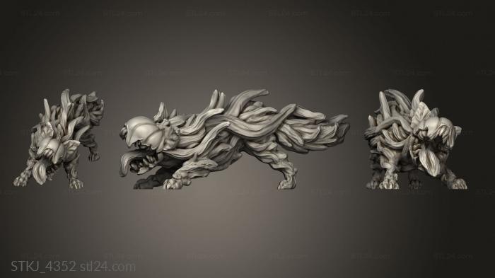 Animal figurines (Halloween Pumpkin wolf, STKJ_4352) 3D models for cnc