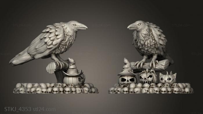 Animal figurines (Halloween Raven, STKJ_4353) 3D models for cnc