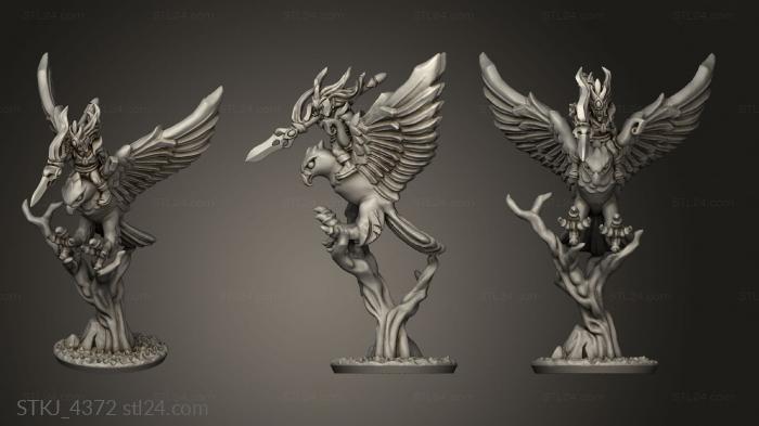Animal figurines (hawk rider, STKJ_4372) 3D models for cnc