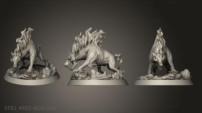Animal figurines (Hell Hounds BAM Hound Flame, STKJ_4403) 3D models for cnc