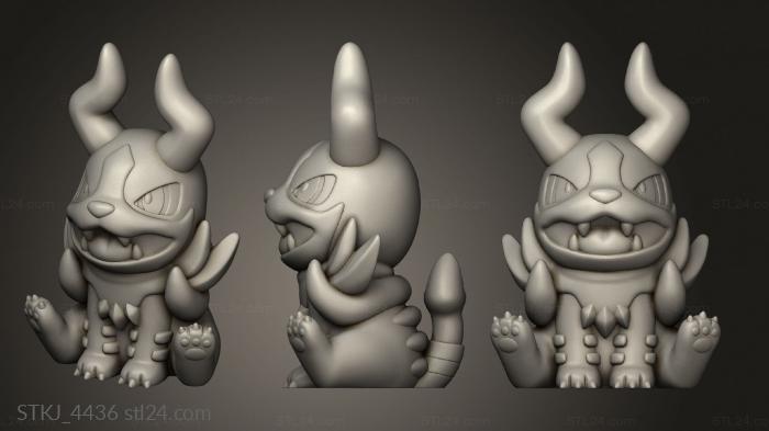 Animal figurines (Houndour Evolution Chibi Mega Houndoom, STKJ_4436) 3D models for cnc