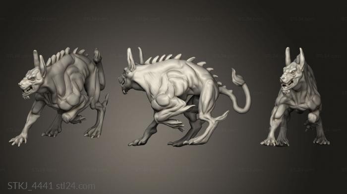 Animal figurines (Hour Demons Portal Dog Running, STKJ_4441) 3D models for cnc