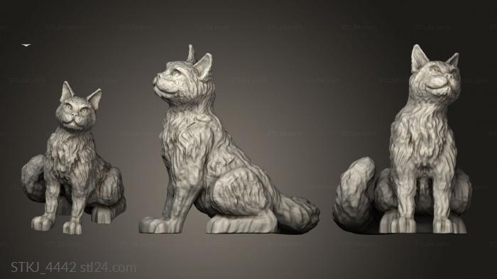 Animal figurines (Housekeeper cat sitting, STKJ_4442) 3D models for cnc