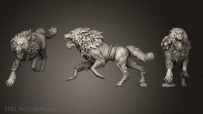 Animal figurines (Hunter GOBLIN chariot wolf, STKJ_4451) 3D models for cnc