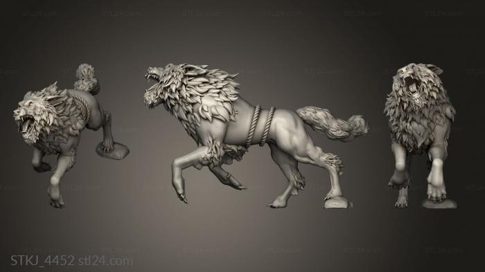 Animal figurines (Hunter GOBLIN chariot wolf, STKJ_4452) 3D models for cnc
