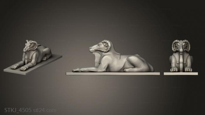 Animal figurines (Jackal Sphinx, STKJ_4505) 3D models for cnc