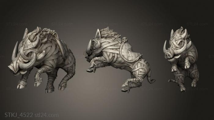 Animal figurines (Wodengar Clan Warthog Mounted, STKJ_4522) 3D models for cnc