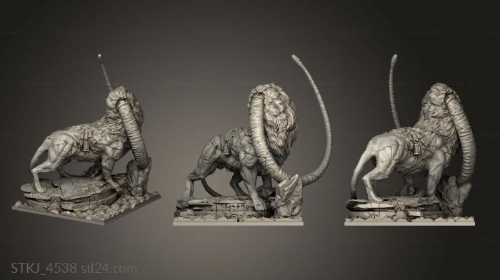 Animal figurines (Kingdom Death Expansion Terrain LG Lion Statue, STKJ_4538) 3D models for cnc