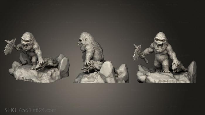Animal figurines (Kong and Godzilla, STKJ_4561) 3D models for cnc
