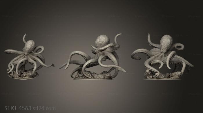 Animal figurines (Kraken ship cut, STKJ_4563) 3D models for cnc