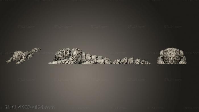 Animal figurines (leon foo Pipe Cox lion, STKJ_4600) 3D models for cnc