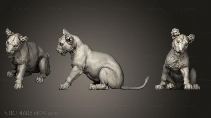 Animal figurines (Lion Cubs Playing cub, STKJ_4608) 3D models for cnc