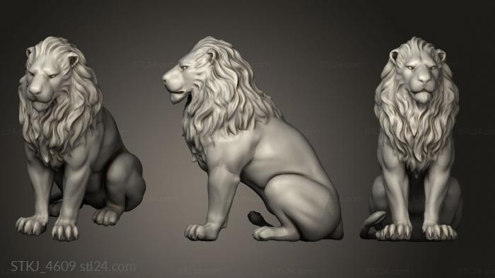 Animal figurines (Lion statue, STKJ_4609) 3D models for cnc