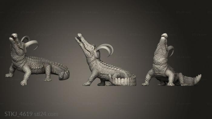 Animal figurines (Lokigator Horns Sliced Legs Flattened Eyes, STKJ_4619) 3D models for cnc