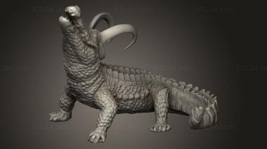 Animal figurines (Lokigator Horns Sliced Legs Flattened Eyes, STKJ_4619) 3D models for cnc