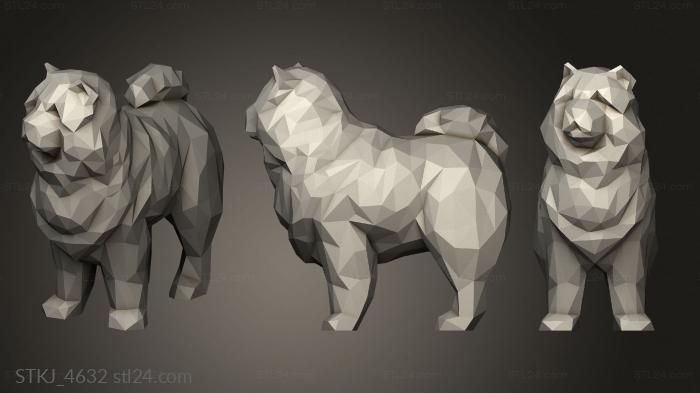 Animal figurines (Low Chow, STKJ_4632) 3D models for cnc