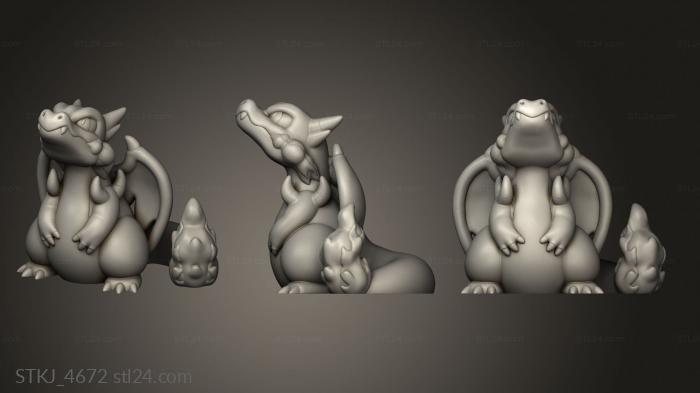 Animal figurines (Mega Charizard Chibi, STKJ_4672) 3D models for cnc