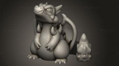 Animal figurines (Mega Charizard Chibi, STKJ_4672) 3D models for cnc