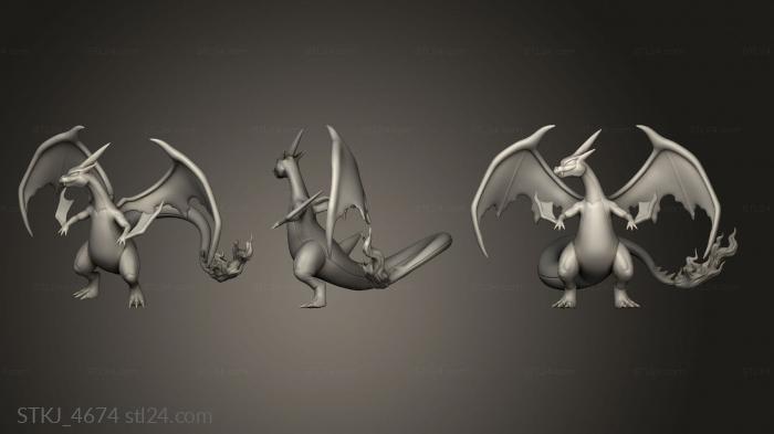 Animal figurines (mega charizard, STKJ_4674) 3D models for cnc