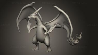 Animal figurines (mega charizard, STKJ_4674) 3D models for cnc