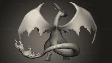 Animal figurines (mega charizard, STKJ_4674) 3D models for cnc