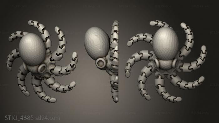 Animal figurines (Mini Octopus spiral eyes, STKJ_4685) 3D models for cnc