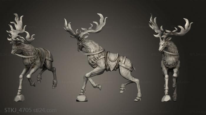 Animal figurines (Cavalry Elk onrock, STKJ_4705) 3D models for cnc