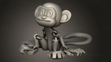 Animal figurines (monkey flexi in place Adj Factory, STKJ_4728) 3D models for cnc