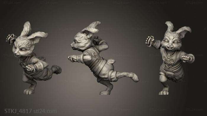 Animal figurines (Rabbit Monk NM Combat, STKJ_4817) 3D models for cnc