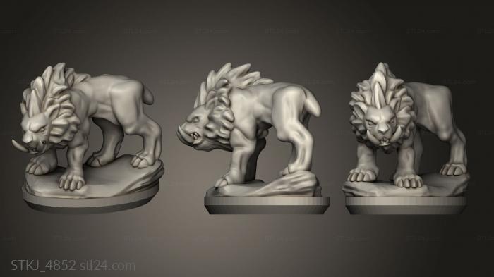 Animal figurines (Ogre Hunter with two Sabre Dance Sabertooth, STKJ_4852) 3D models for cnc