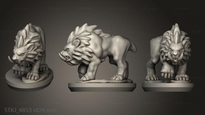 Animal figurines (Ogre Hunter with two Sabre Dance Sabertooth, STKJ_4853) 3D models for cnc