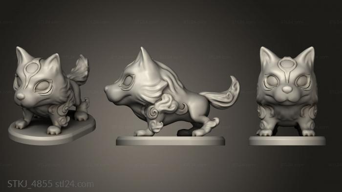 Animal figurines (Okami Amaterasu, STKJ_4855) 3D models for cnc