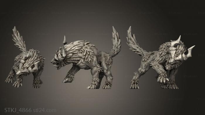 Animal figurines (Orc Horned Worg Gorefang Standalone, STKJ_4866) 3D models for cnc