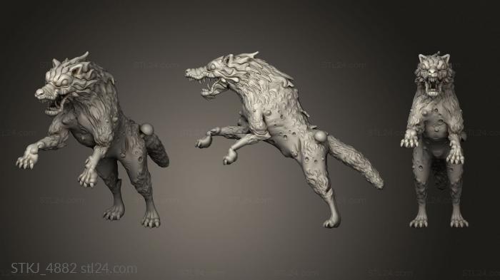 Animal figurines (Orc King Wolves Feral Wolf, STKJ_4882) 3D models for cnc