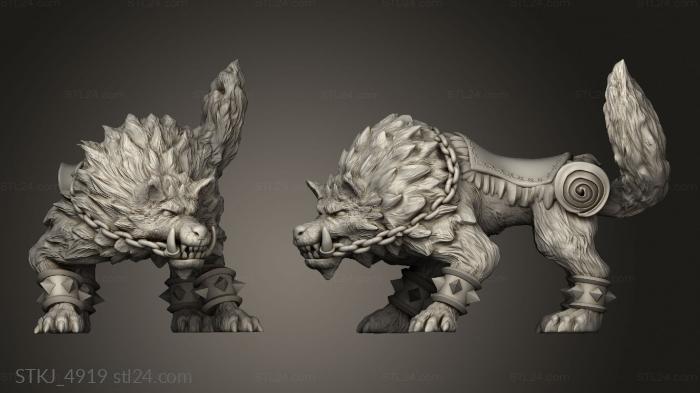 Animal figurines (Orc Tribe Forge Wolf Rider mount SUP, STKJ_4919) 3D models for cnc