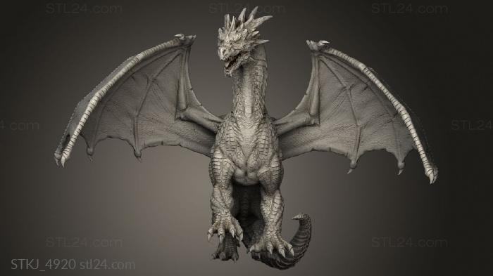 Animal figurines (Enemiesguss the Tall Green Dragon One, STKJ_4920) 3D models for cnc