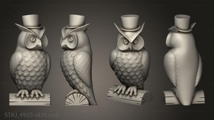 Animal figurines (Owl Couple D Smooth Male, STKJ_4925) 3D models for cnc